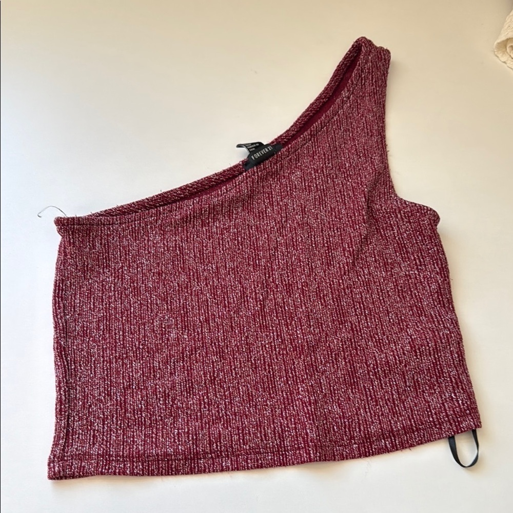 Red Asymmetrical Sleeveless Crop Tank Top